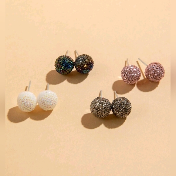 Imoli 4 Pairs Fashion Dopamine Ball‎ stud Earrings Set Bold, Vibrant, and Unique - Picture 1 of 4